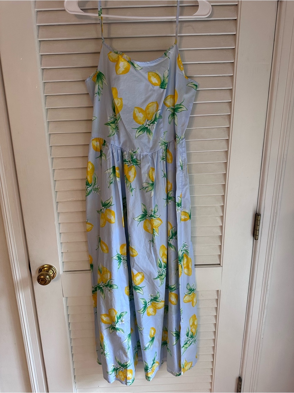 GAP Light Blue Midi Dress with Yellow Lemon Print